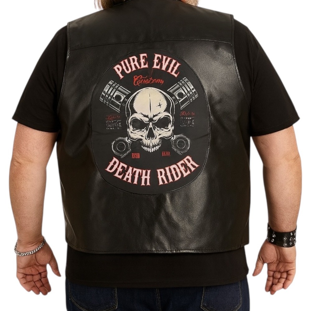 Spirit Plus Live to Ride Death Rider Faux Leather Biker Vest Skull Patch Costume